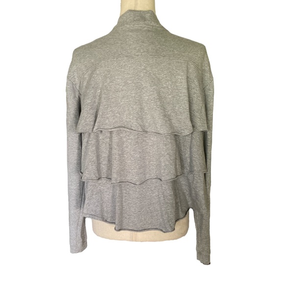 AIKO Gray Tiered Ruffle Back Marled Knit Sweatshirt Bolero Cardigan - S - Picture 12 of 12